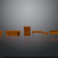 Red Wooden Furniture Set With Cabinets Tables And Drawer Units