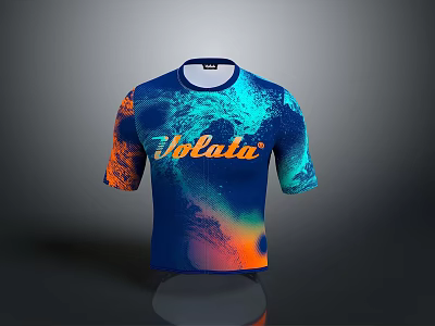 Bicycle Cycling Jersey Featuring Volata Logo Blue And Orange Wave Pattern Design 3d model