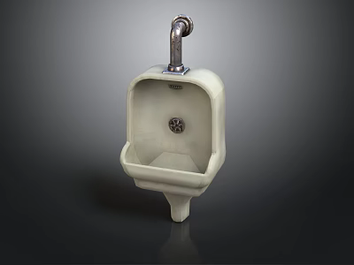 White Ceramic Wall Mounted Urinal With Chrome Flush Pipe And Clean Design 3d model