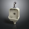 White Ceramic Wall Mounted Urinal With Chrome Flush Pipe And Clean Design