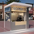 Da Pang Zhang Bubble Tea Shop Street Kiosk With Blue Decor Wooden Counter And Equipment