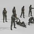 Game And Movie Characters In Military Uniform With Various Standing Crouching And Bending Poses