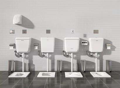Modern squatting pan urinal 3d model