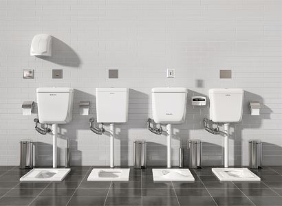 Modern squatting pan urinal 3d model