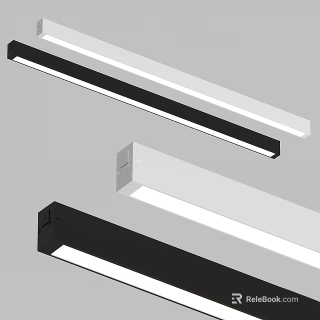 Modern Linear Ceiling Lights In Black And White 3d model 