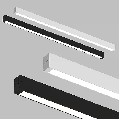 Modern Linear Ceiling Lights In Black And White 3d model