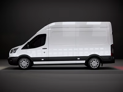 White Commercial Cargo Van Side View With Smooth Exterior And Black Accents 3d model