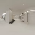 Modern Exhibition Space Interior With Large Abstract Colorful Artwork And Cactus Decor