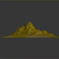 Yellow Green Terrain Model With Small Hill And Textured Surface