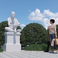 Figure Sculpture Sitting Posture Thinking Sketch Deep Park Outdoor Landscape Beautiful Chen Statue Whole Body 3d model