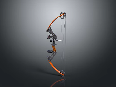 Modern Compound Bow With Orange Accents Metal Parts And Durable Design For Hunting Sports 3d model