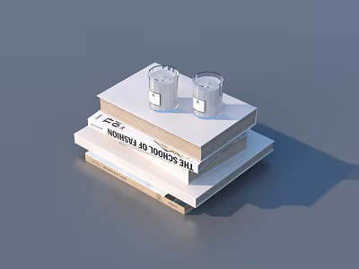Neatly Stacked Books And Magazines With Clear Glasses On Top Surface 3d model