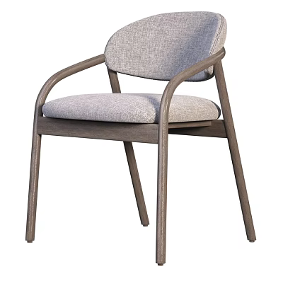 Modern Dining Chair with Wooden Frame Gray Fabric Seat and Armrest Design 3d model