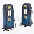 Vintage Rusty Blue Gas Pumps Serving As Public Facility Featuring Regular Premium 76 Labels