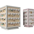 Jewelry Display Cabinets With Earrings And Necklaces In White And Pink Finishes