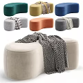 Various Colors Upholstered Sofa Stools With Blanket For Living Room Decor