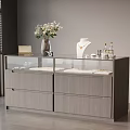 Modern Display Island With Glass Doors Jewelry Mannequin And Flower Vase