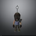 Cute Doll Keychain With Gas Mask Striped Tank Top And Tool Accessory