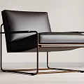 Modern Black Leather Leisure Chair With Stylish Brass Metal Frame Design