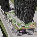 Modern Twin High Rise Residential Landscape with Central Green Area and Urban Design