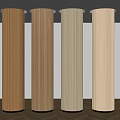 Four Vertical Striped Columns in Various Wooden Tones with Ceiling Lights Indoor