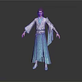 Man In Traditional Ancient Chinese Costume With Flowing Sleeves And Blue Robe