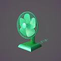 Green Air Cooler Fan With Modern Design Stable Base And Rotating Blades