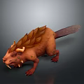 Mythical Game Movie Character With Brown Spiked Back Horns Sharp Fangs And Tail