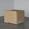 Brown Cardboard Box with Worn Edges on Gray Surface in Corner 3d model