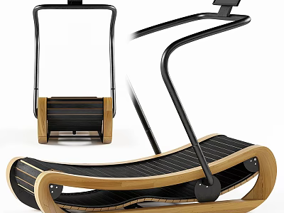 Modern Fitness Equipment With Curved Wooden Base And Metal Frame For Home Gym 3d model