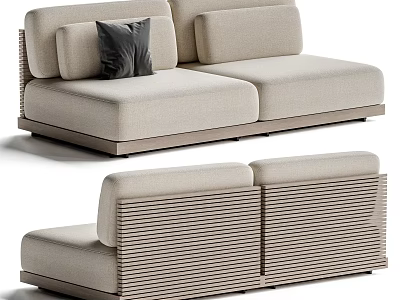 Modern Light Tone Outdoor Sofa With Cushion And Stylish Design 3d model