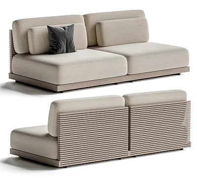 Modern Light Tone Outdoor Sofa With Cushion And Stylish Design 3d model