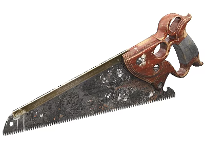 Vintage Hand Saw With Wooden Handle And Metal Blade For DIY Woodworking And Construction Projects 3d model