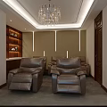 Modern KTV Room Featuring Large Screen Leather Sofa Touchscreen Console And Chandelier Coffee Table 3d model