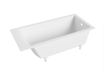 Elegant White Rectangular Freestanding Bathtub Featuring Modern Design And Metal Legs 3d model