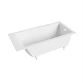 Elegant White Rectangular Freestanding Bathtub Featuring Modern Design And Metal Legs