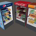 Upright Beverage Display Refrigerators Featuring Pepsi Coca Cola Fanta Drinks Inside 3d model