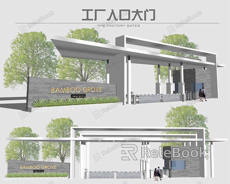 Factory entrance gate SU model model