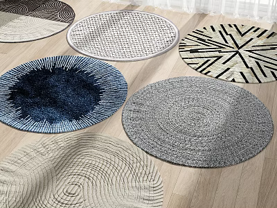 Round Rugs With Various Patterns And Textures On Wooden Floors For Home Decor 3d model