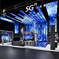 5G Technology Exhibition Booth Featuring Huawei China Mobile OPPO and Interactive Screens