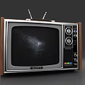 Vintage Television With Wooden Case Top Antennas Dials And Buttons