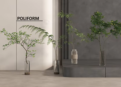 Modern aquatic plant vase floral green plant flower combination 3d model