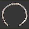 Silver Circular Collar Fashion Accessory With Carved Dragon Head Ends And Textured Surface Design