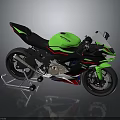 Green Sporty Motorcycle With Sleek Design Black Accents Red White Details And Chrome Exhaust