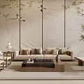Song style new stroke combination sofa coffee table combination leisure chair 3d model