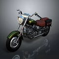 Classic Green Motorcycle With Brown Leather Seat And Chrome Details Shiny Finish