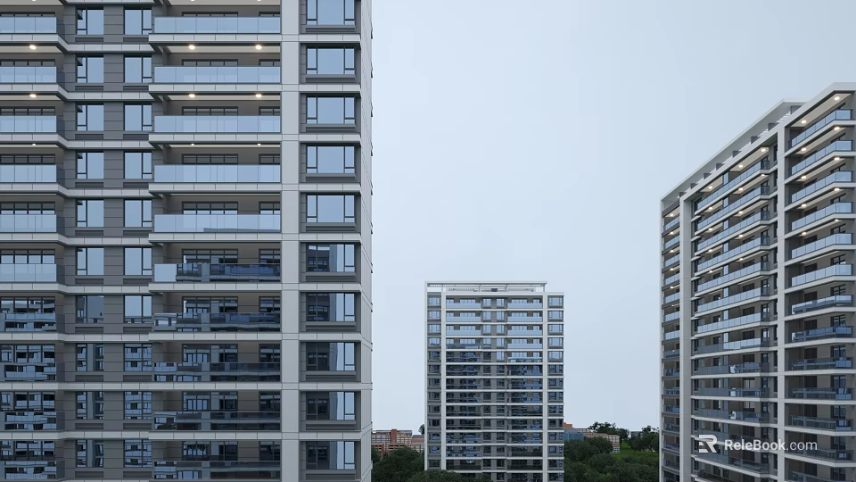 Aerial Planning of Modern High Rise Residential Buildings Featuring Urban Architectural Layout 3d model 