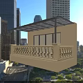 Modern Outdoor Balcony Canopy with Transparent Roof and Railing Design