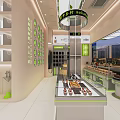 Sweet Shop Interior Design With Glass Display Case And Assorted Desserts On Shelves