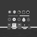 Modern Washing Machine Collection in White and Gray with Sleek Design Features 3d model